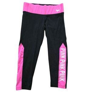 Womens Black and Pink Leggings Victoria's Secret Capri Size XS